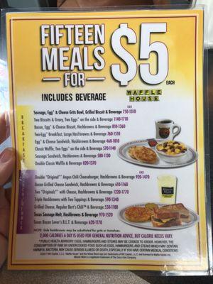 Fifteen meals for $5