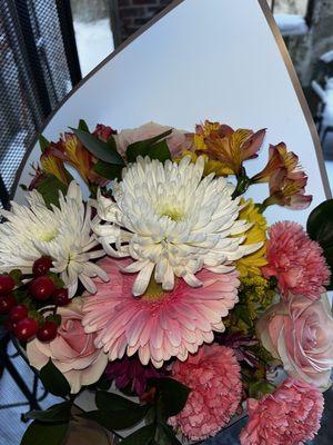 bouquet of flowers with flash