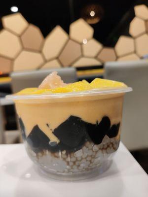 Side view of M4: Mango Pomelo Sago Grass Jelly