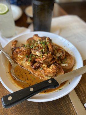 Creole style bbq shrimp, Worcester sauce, buttered baguette ($23)