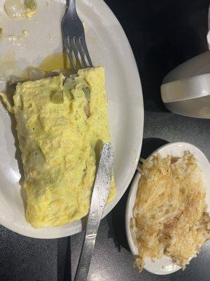 Western omelette and separate order of hash brown