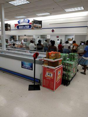 This is the meat section. The smell of old meat is overwhelming as you get closer to the butcher's window.