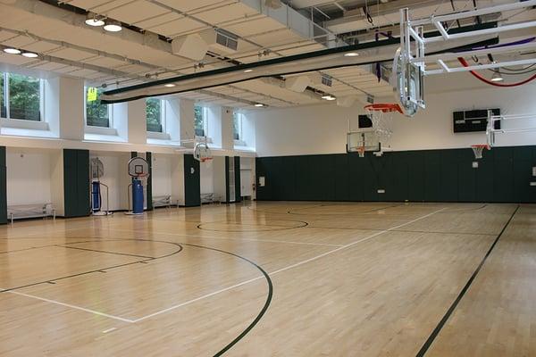 Hardwood-floor gymnasium