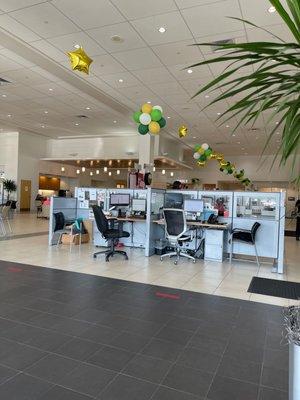 Part of the service area at the Toyota dealer