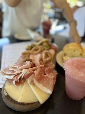 Cheese board with prosciutto