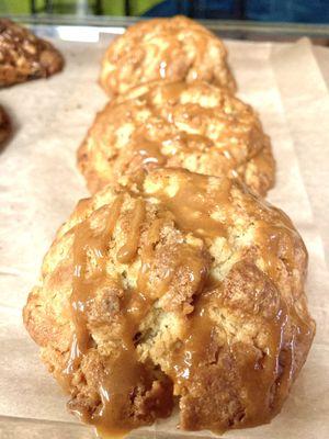 Unique scone selections made in-house!
(pictured - Salted Caramel)