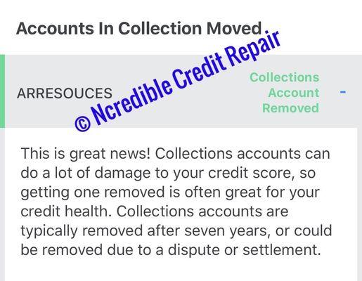 Collection account removed