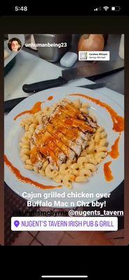 Chicken over Mac and cheese