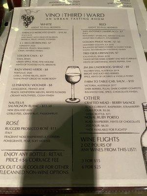 Wine menu