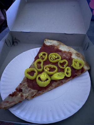 Pepperoni Pizza Slice add banana peppers