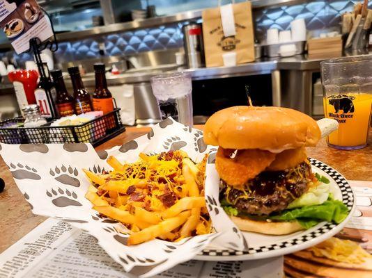 Western BBQ burger with Loaded fries