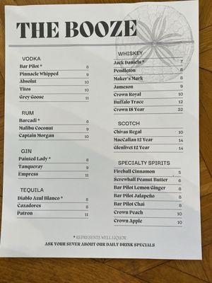 Drink Menu 3/27/24