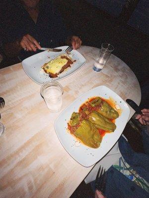 Mousaka & stuffed peppers