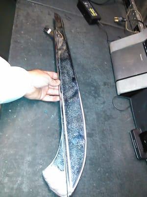 An example of Calco's work. The chainguard was ruined. Total cost to rechrome $270 or $135 per chain guard.