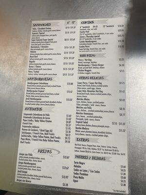 Menu as of 2/24