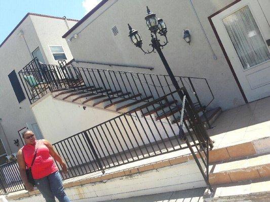 The stairs and lamp post that moves every time you touch it