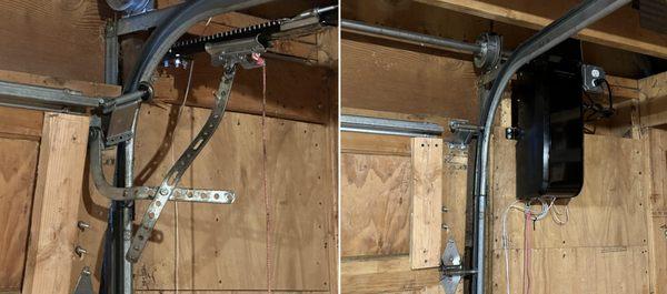 After repairing this failed garage door in Tahoe Vista, I'm now a firm believer that wall-mounted garage door openers are the way to go.