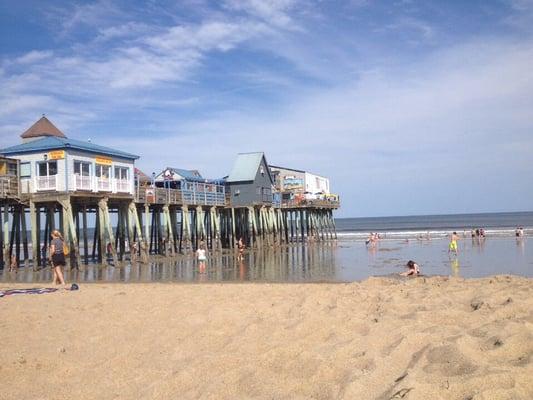 Sitting on the beach eating Bill's pizza