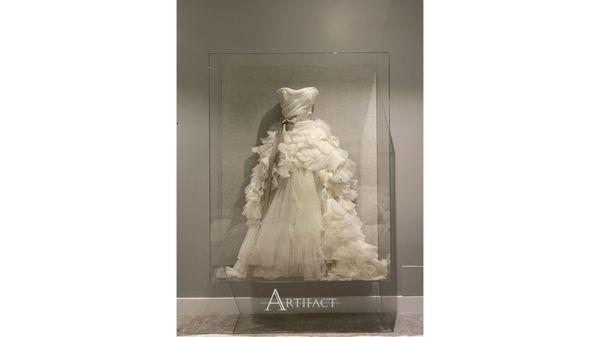 Custom vitrine to display a beautiful Vera Wang wedding gown