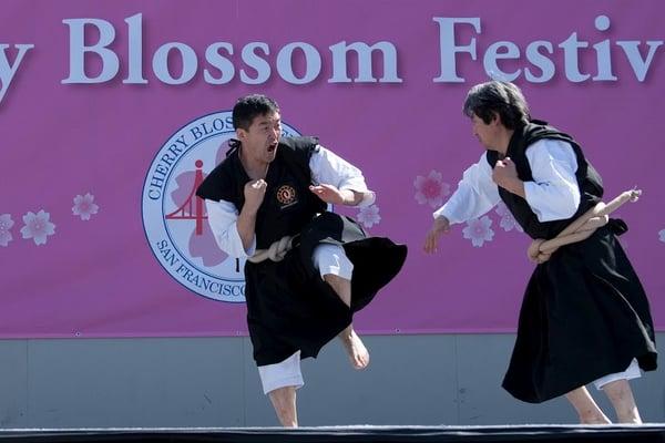 Karahashi Sensei (Peninsula Branch) providing goho attack