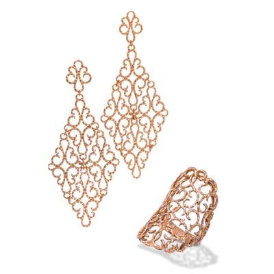 De Boulle Collection jewelry in 18K rose gold designed by Karen Boulle.