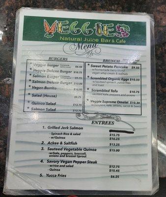 The menu!