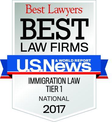 Top Rated Immigration Firm in DC Metro Area and Nation by U.S. News and World Report