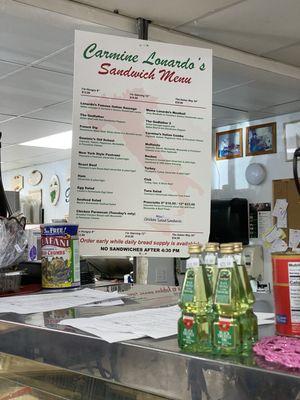 Sandwich menu, order at the counter.