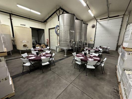 Lunch set up in the cellar.