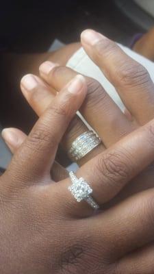 Our old engagement rings that we upgraded from. We got these two from Suffolk as well. ( same-sex couple )