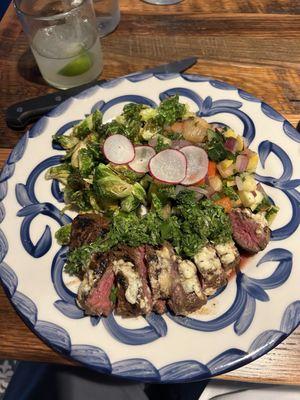 Hanger Steak with Yucca hash and Brussel sprouts!