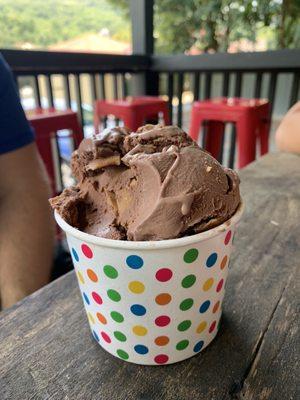 Chocolate peanut butter double scoop- felt like it weighed a pound!