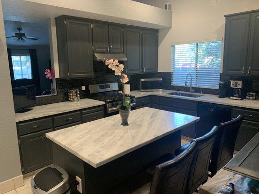 Kitchen remodel with Garcia's granite countertop designs.