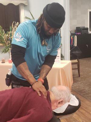 Geriatrics Chair/Table Massage at Schilling Gardens Senior Living Community. Helping geriatrics feel great again. They deserve it