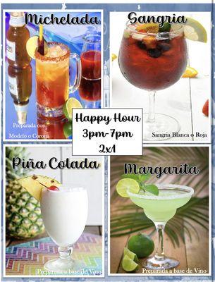 Happy Hour 2x1 -3pm-7pm