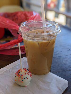 Cake pop + iced vanilla oat latte - lifewithhanny