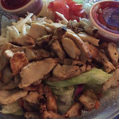 Grilled chicken salad with French dressing.