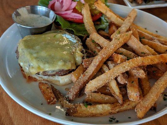 Burger comes with amazing fries