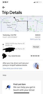 Uber cost #2 $48.64