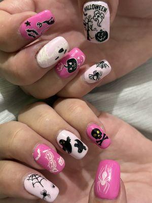 Love the pink with the Halloween design