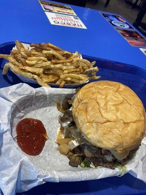 Mushroom Swiss Double & Fries