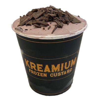 Black Raspberry Chocolate Flake - Black raspberry flavored custard with chocolate flakes. Unexpectedly delicious!