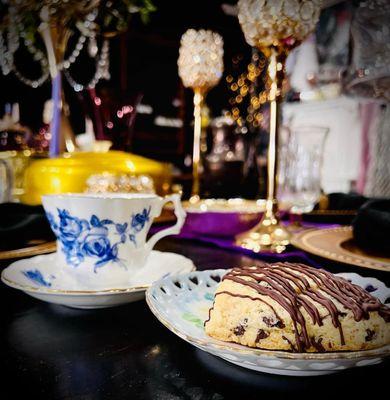 Enjoy a cup of hot tea and a decadent scone create by our in-house baker any day of the week!