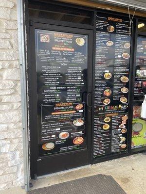 Menu and storefront