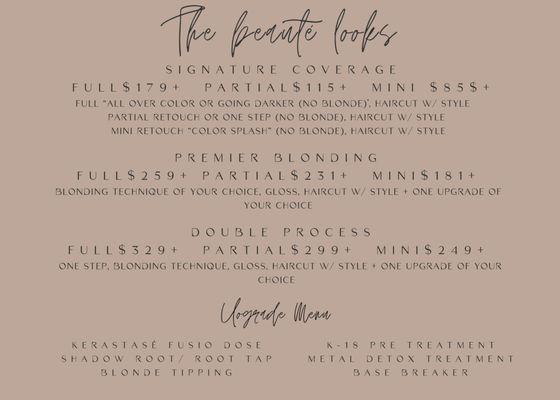 Our salon packages!