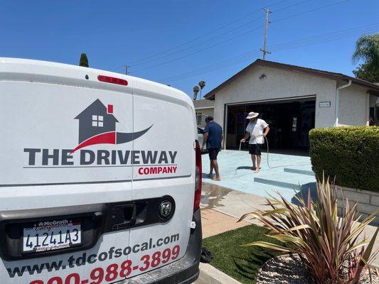 Overlay and stain can transform the look of your driveway!