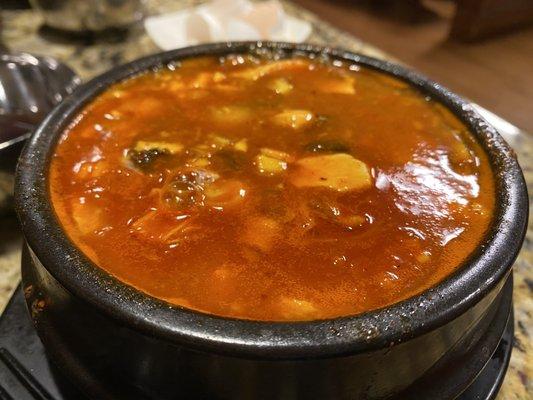 Mushroom tofu soup.