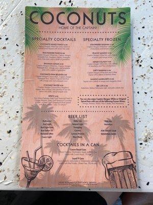 Drink menu