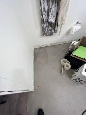 Damage in the bathroom due to water