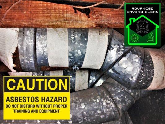 DOES YOUR DUCTWORK LOOK LIKE THIS? Some types of ductwork and insulation materials can  be an Asbestos Containing Material. We can help!